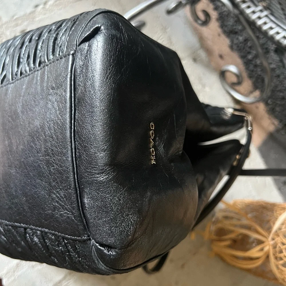 COACH Madison 25260 Phoebe Gathered Twist Leather Black Shoulder Bag - Picture 8 of 15